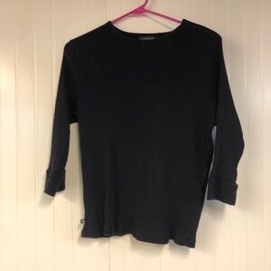 Ralph Lauren Navy Women's Sweater 3/4 Sleeve Ribbed Texture Large READ